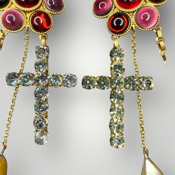 Rare Vintage Christian Lacroix Paris Statement Clip-On Earrings AS IS - Picture 4 of 16